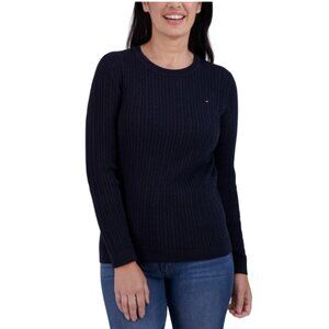 Tommy Hilfiger Women's Cable Knit Sweater - Navy; Size: X-Large